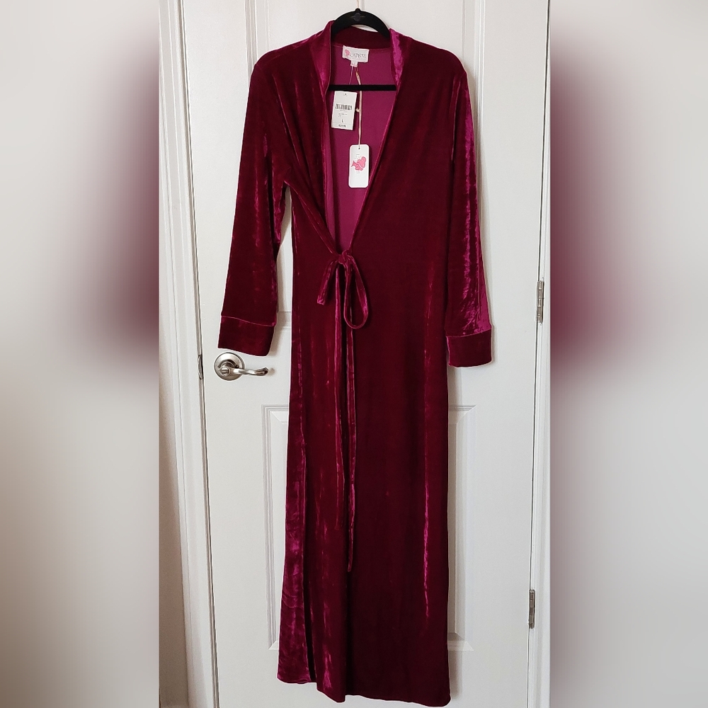 L'Atiste By Amy Women's Wrap Dress Magenta Plum Long Sleeve Size L NWT Y2K